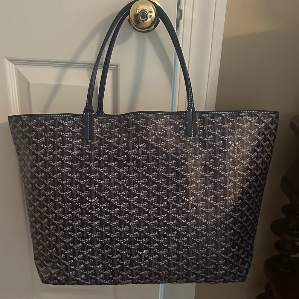 Goyard Goyardine Saint Louis GM Navy Tote Bag